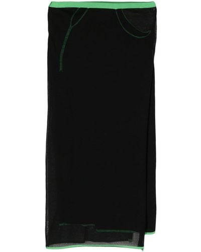 Paris Georgia Basics Contrast-trim Knitted Midi Skirt - Black