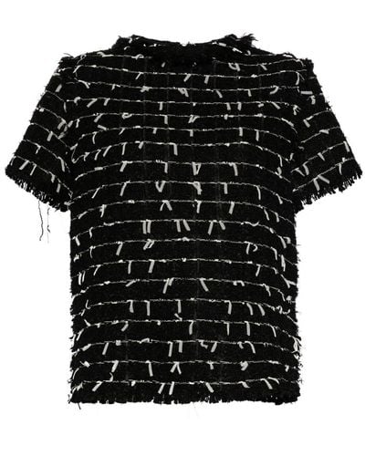 Isabel Sanchis Frayed-detailing Tweed Top - Black