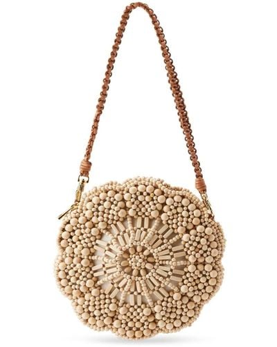 Aranaz Bead-embellished Flower Shoulder Bag - Metallic