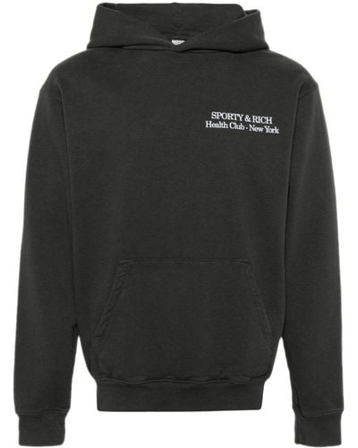 Sporty & Rich New Drink More Water Cotton Hoodie - Grey