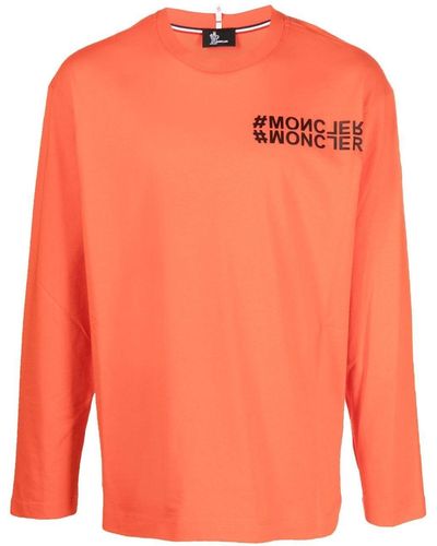 3 MONCLER GRENOBLE T-shirt en coton à logo appliqué - Orange