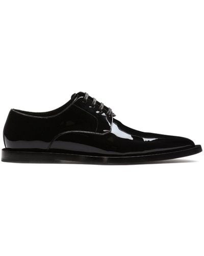 Dolce & Gabbana Leather Pointed Derby Shoes - Black