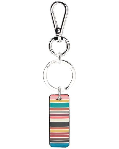 Paul Smith Porte-clés Signature Stripe Tag - Blanc