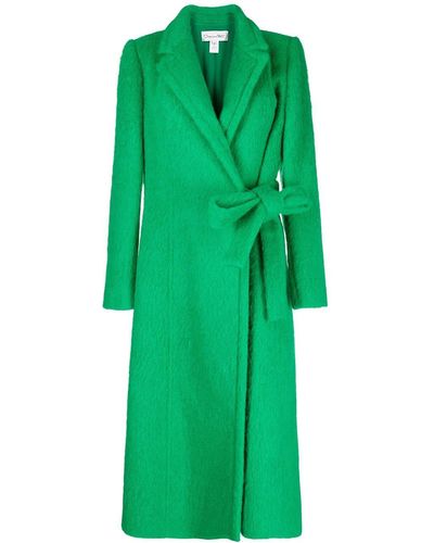 Oscar de la Renta Double-breasted Tie-fastening Cotton Coat - Green