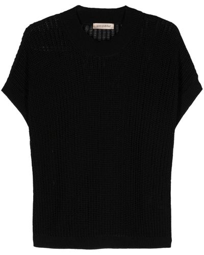 Gentry Portofino Open-knit Short-sleeve Jumper - ブラック