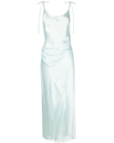 Acne Studios Sleeveless Satin Maxi Wrap Dress - Blue