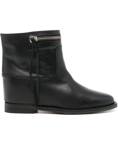 Via Roma 15 Leather Ankle Boots - Black