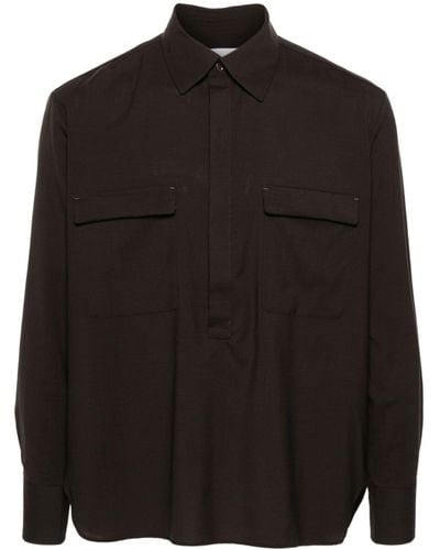 PT Torino Long-sleeve Wool Shirt - Black