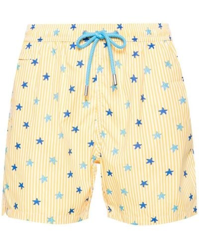 Mc2 Saint Barth Comfort Light Starfish Stripes-print Swim Shorts - Yellow
