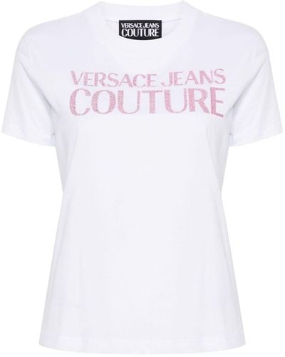 Versace Camiseta con logo de purpurina - Blanco