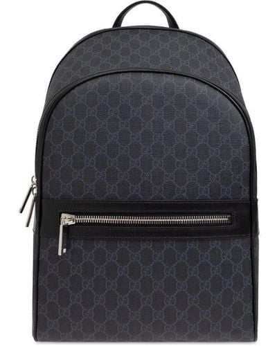 Gucci Monogram-pattern Canvas Backpack - Blue