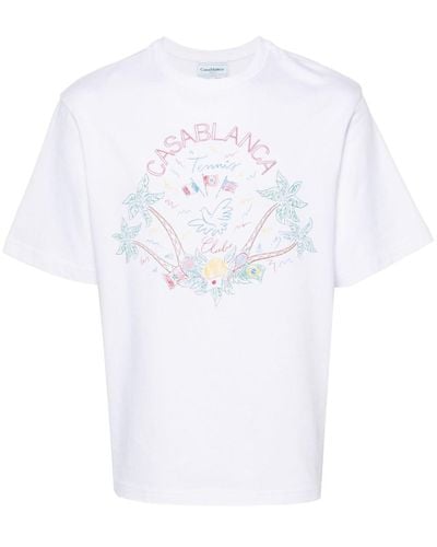 Casablancabrand Crayon Tennis-print T-shirt - White