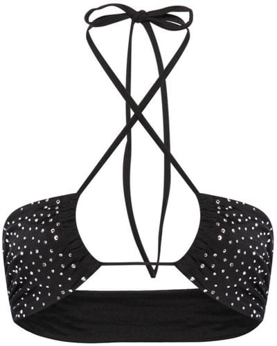 Forte Forte Top de bikini con apliques de strass - Negro