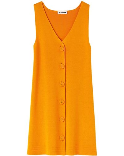 Jil Sander Minikleid mit V-Ausschnitt - Orange