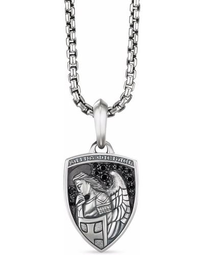 David Yurman Sterling Silver St. Michael Diamond Amulet - Metallic