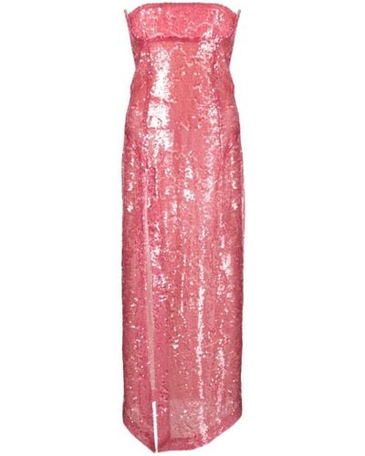 The Attico Sequinned Bustier Midi Dress - Pink
