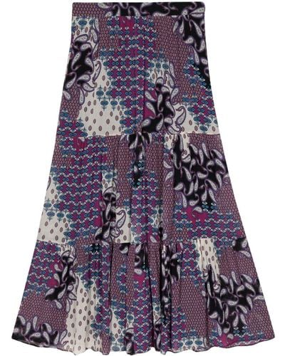Ba&sh Brooke Tiered Midi Skirt - Purple