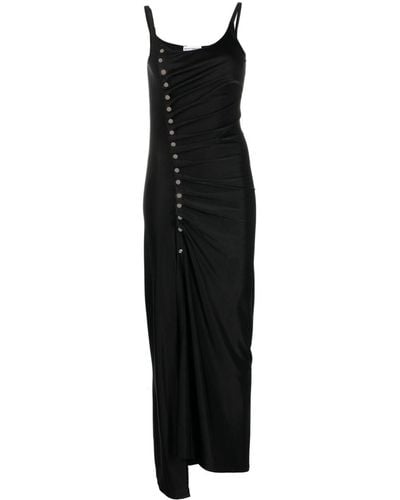 Rabanne Asymmetric Satin Maxi Dress - Black