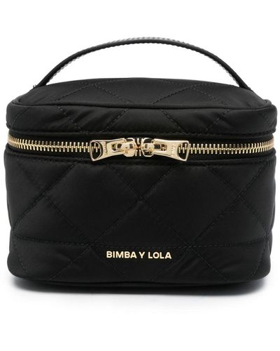 Bimba Y Lola Logo-lettering Quilted Makeup Bag - Black