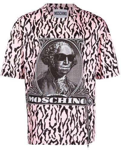 Moschino T-shirt en coton à imprimé animalier - Blanc