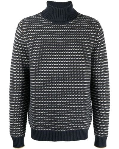 N.Peal Cashmere Roll-neck Bird's Eye Knit Sweater - Gray