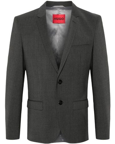 BOSS Notched-lapels Single-breasted Blazer - Gray