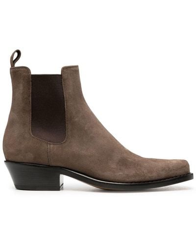 Buttero Square-toe Suede Boots - Brown