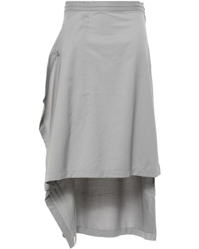 Y-3 Logo-print Asymmetric Skirt - Gray