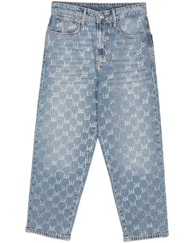 Liu Jo Cropped-Jeans mit Kristallen - Blau