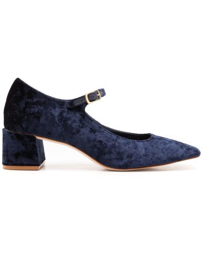 Sarah Chofakian Velvet Square-toe Court Shoes - Blue