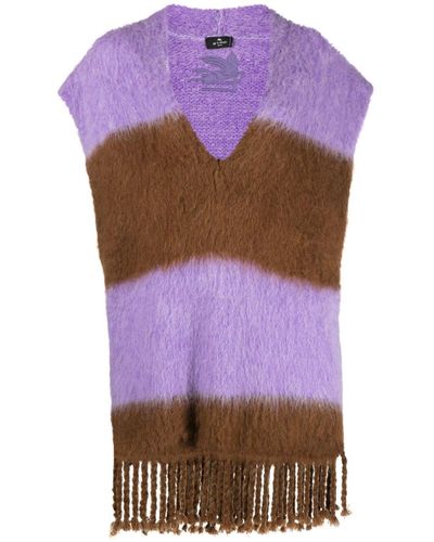 Etro Striped Brushed Jumper Vest - Purple