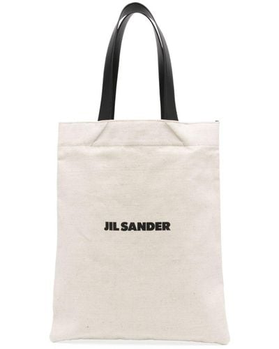 Jil Sander Grand sac cabas à logo imprimé - Neutre