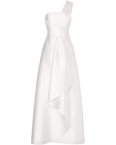 Alberta Ferretti Langes Kleid mit einseitiger Schulter aus Mikado - Weiß