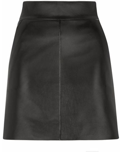 Dolce & Gabbana A-line Leather Miniskirt - Black
