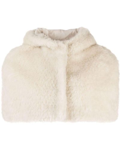 Amomento Cropped Hooded Faux-fur Cape - Natural