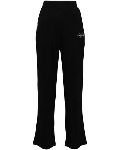 Chocoolate Logo-embroidered Flared Trousers - Black