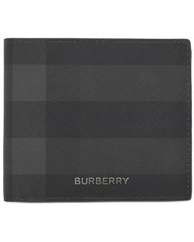 Burberry Charcoal Check Bi-fold Coin Wallet - Grey