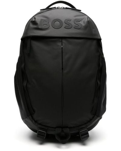BOSS Raised-logo Zipped Backpack - Black
