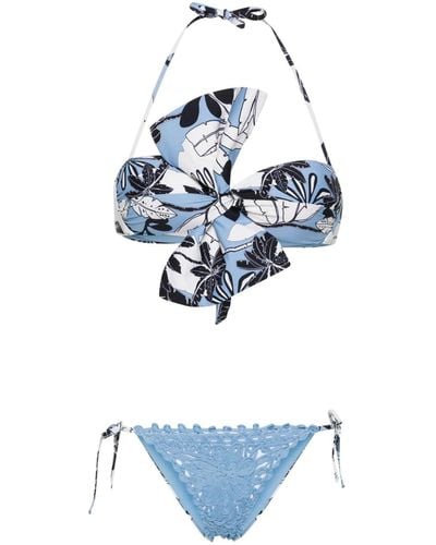 Twin Set Floral-print Bikini - Blue