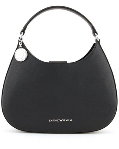 Emporio Armani Logo-lettering Hobo Shoulder Bag - Black
