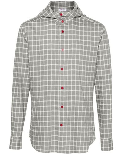 Kiton Mariano Checked Hooded Shirt - Gray