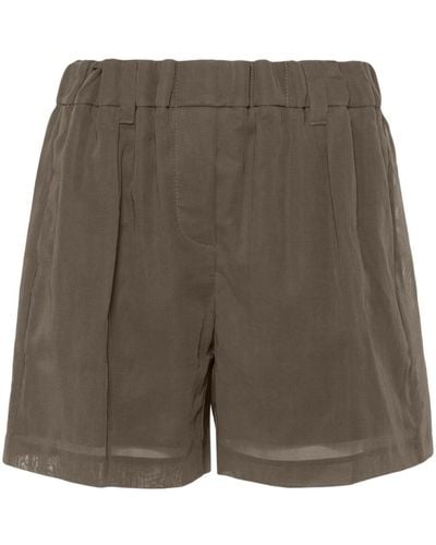 Brunello Cucinelli Pleat-detail cotton shorts - Grigio