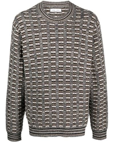 Samsøe & Samsøe Checked Intarsia-knit Sweater - Grey