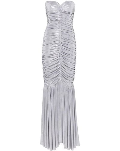 Norma Kamali Slinky Ruched Fishtail Gown - Grey