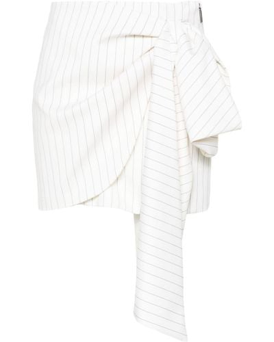 MSGM Bow-detail Pinstriped Miniskirt - White