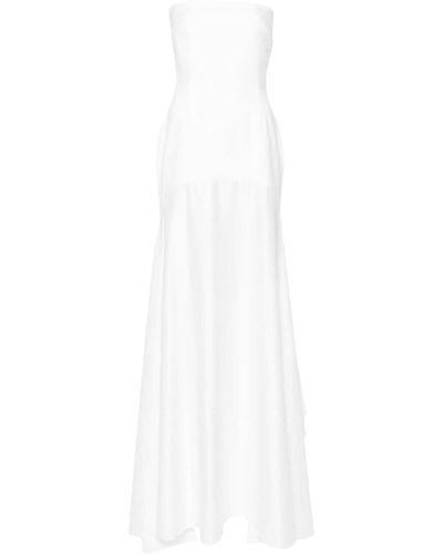 Solace London Alessandra Draped Strapless Gown - White