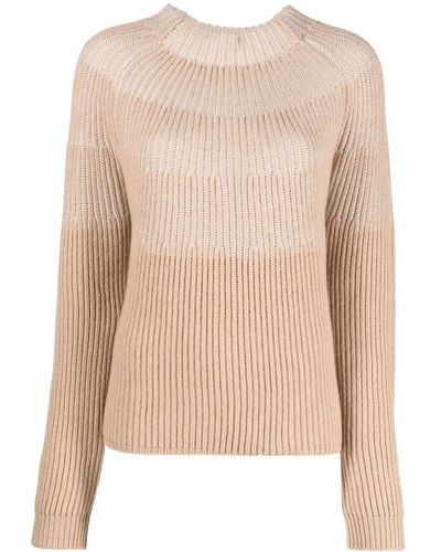 Agnona Colour-block Cashmere Sweater - Natural