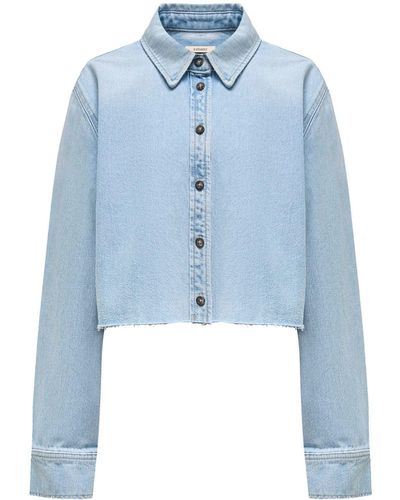 12 STOREEZ Cropped Organic-cotton Denim Shirt - Blue