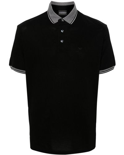 Emporio Armani Logo-embroidered Polo Shirt - Black
