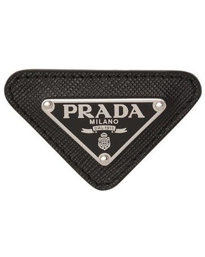 Prada Enamelled Triangular Logo Pin - Black